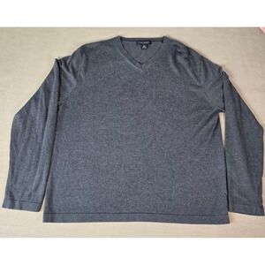 Banana Republic Silk Cashmere Blend V Neck Sweater Mens XL Lightweight Gray Knit